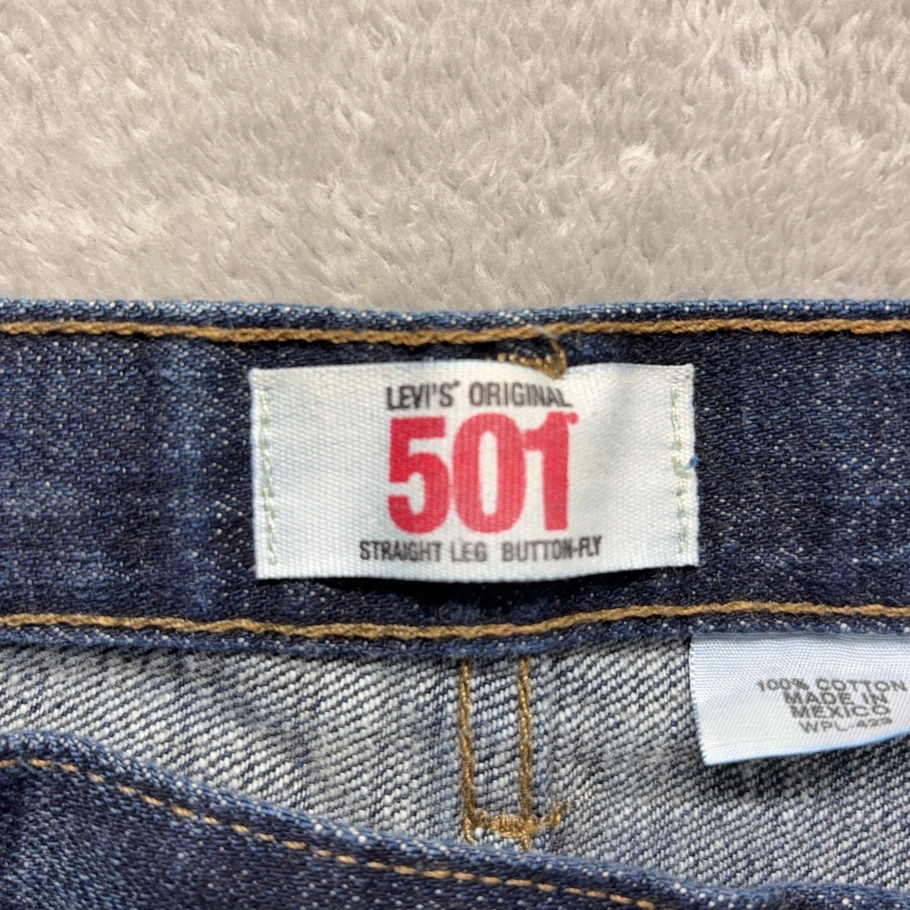 Levis 501 Jeans Mens 40X30 Blue Original Straight Button Fly Dark Faded Denim - Picture 5 of 16